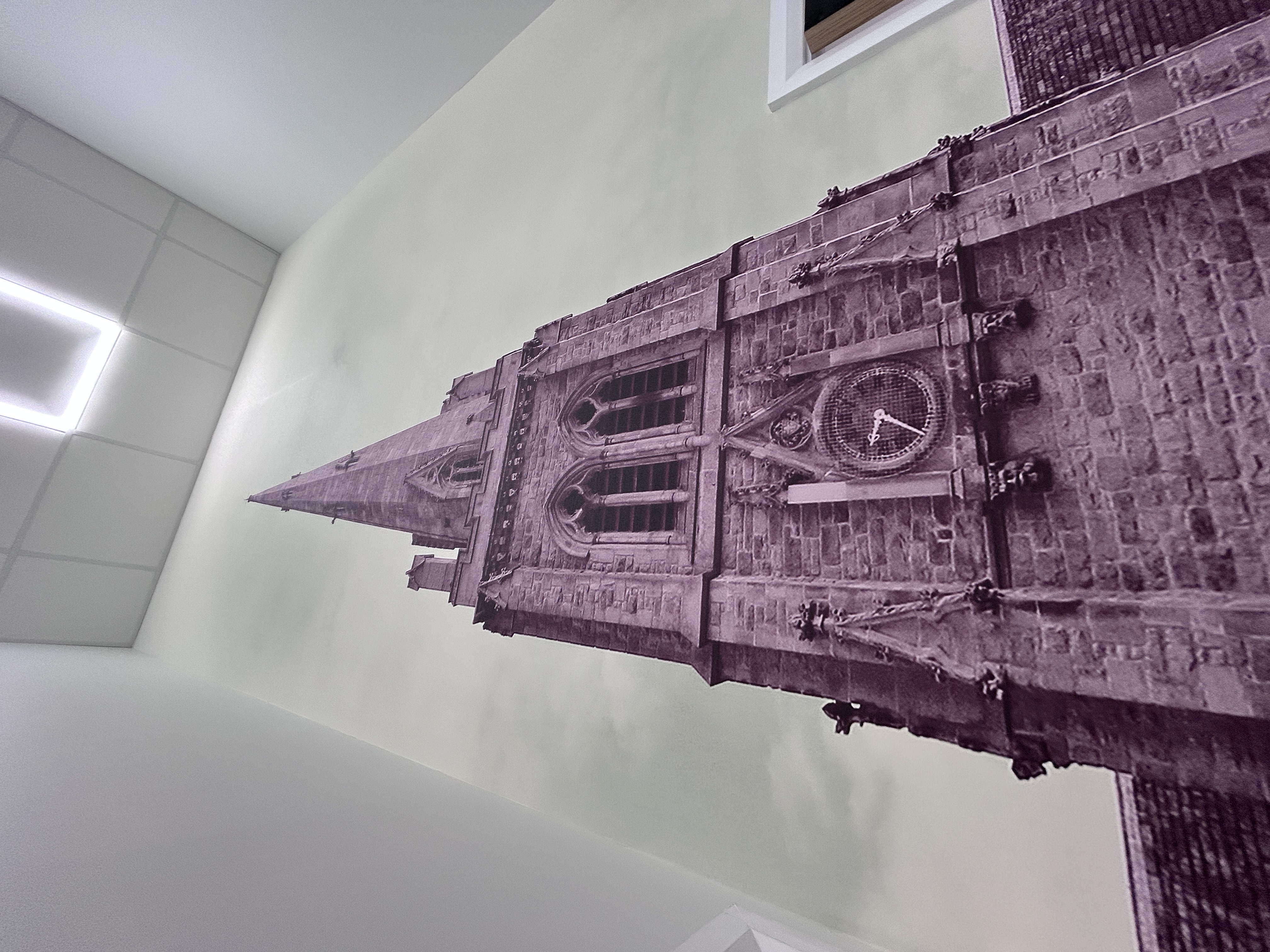 Church spire mural, commercial office