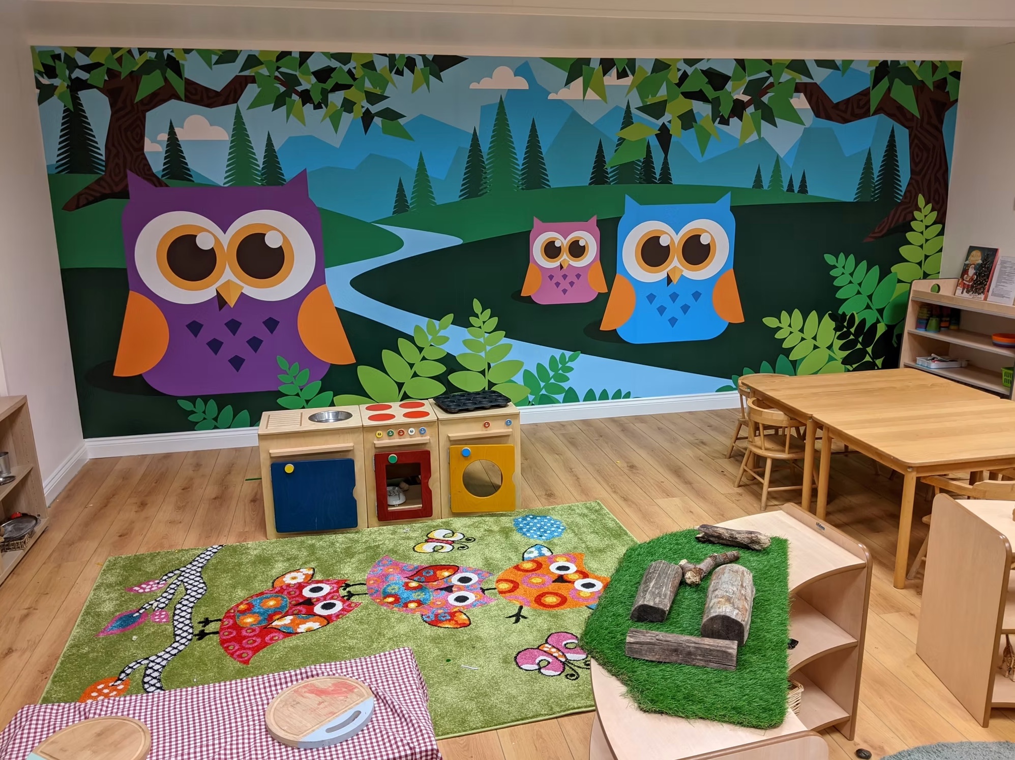 Owls nursery mural