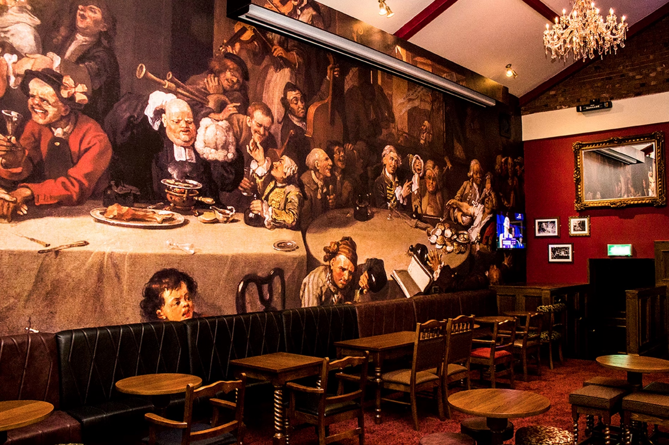 Hogarth's Gin Palace pub wall mural
