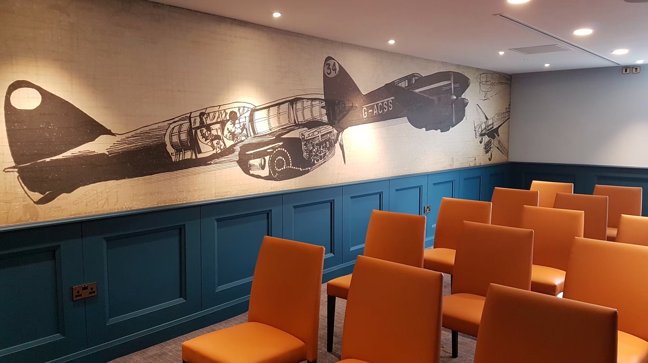 Biplane illustration conference room