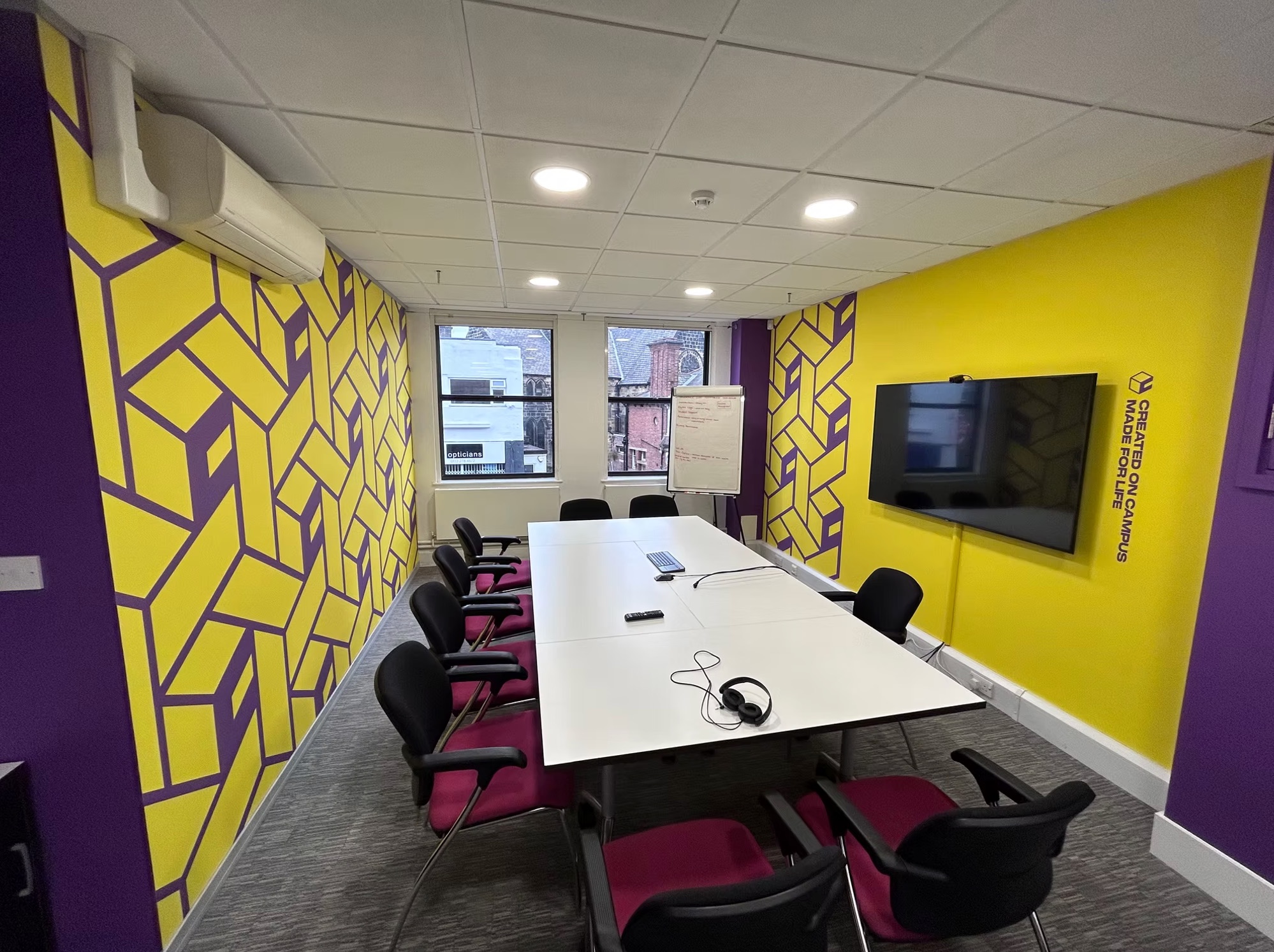 Branded yellow office wrap