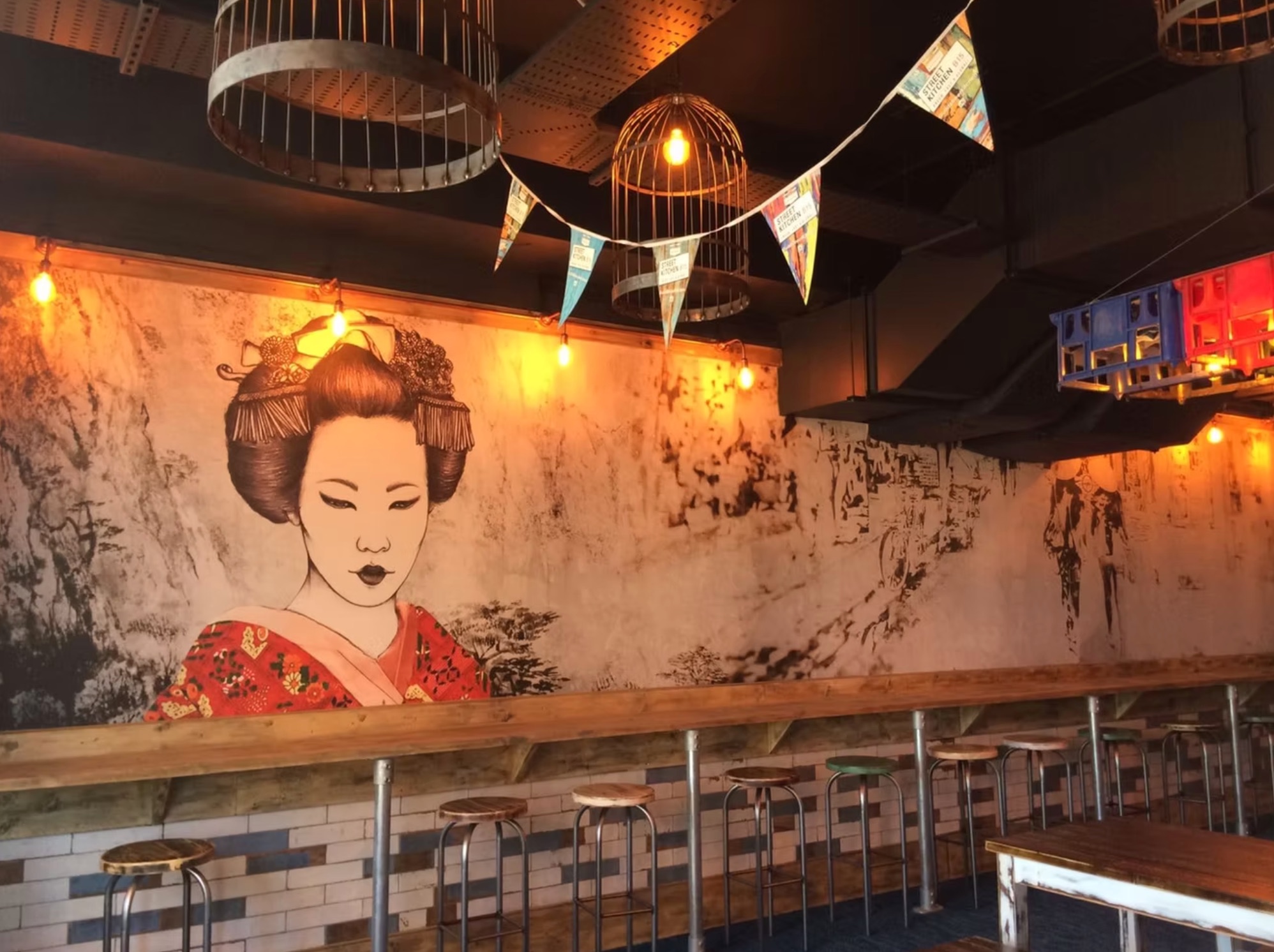 Geisha restaurant wall mural
