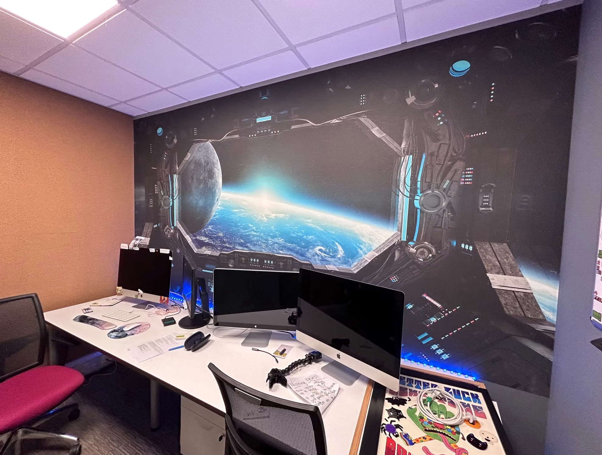 Space station office wall mural